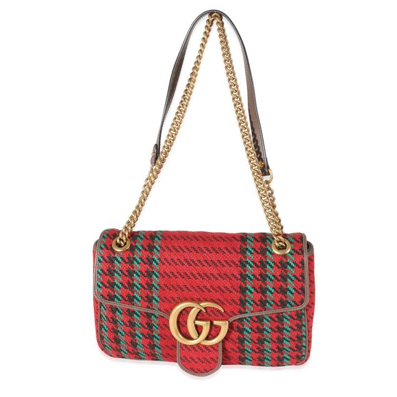 Gucci Multicolor Houndstooth Wool Small GG Marmont Shoulder Bag - Picture 4 of 8